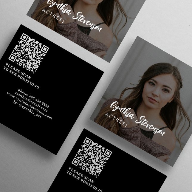 Foto på modern skådespelerska för QR CODE professi Fyrkantigt Visitkort (Skapare uppladdad)