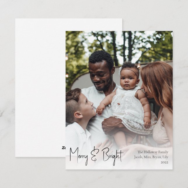 Foto på Modern Skriptmeri & Bright-Lodrät Fullt Julkort (Fram/baksida)