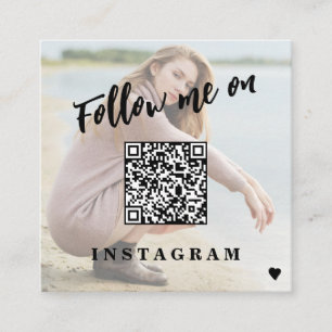 Foto på Modern social media QR CODE-anpassningsbar Fyrkantigt Visitkort