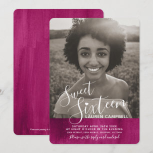 Foto på modern sweet sixteen av röd rosa inbjudningar