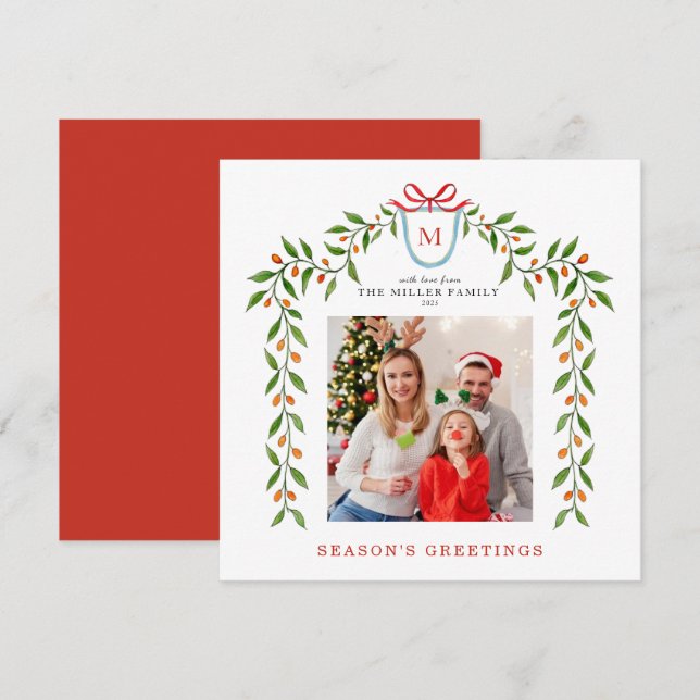 Foto på Monogram Citrus Garland Helgdag Meddelande (Fram/baksida)