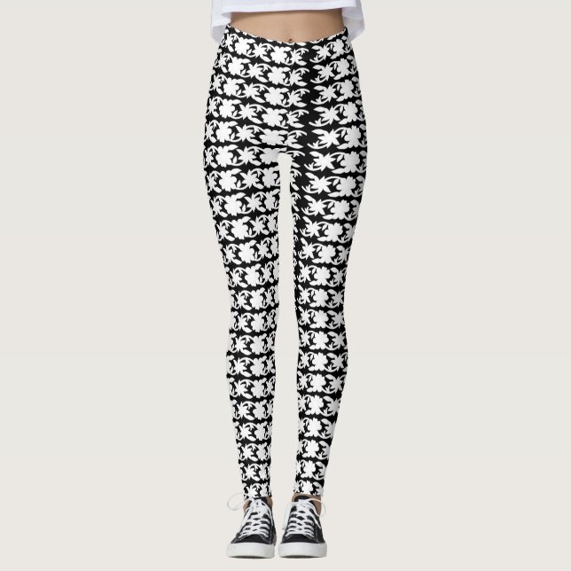 Foto på Mönster i svartvitt Leggings (Framsida)