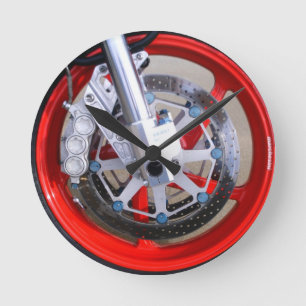 Foto på motorcyklar Hjul Red Rims Rund Klocka