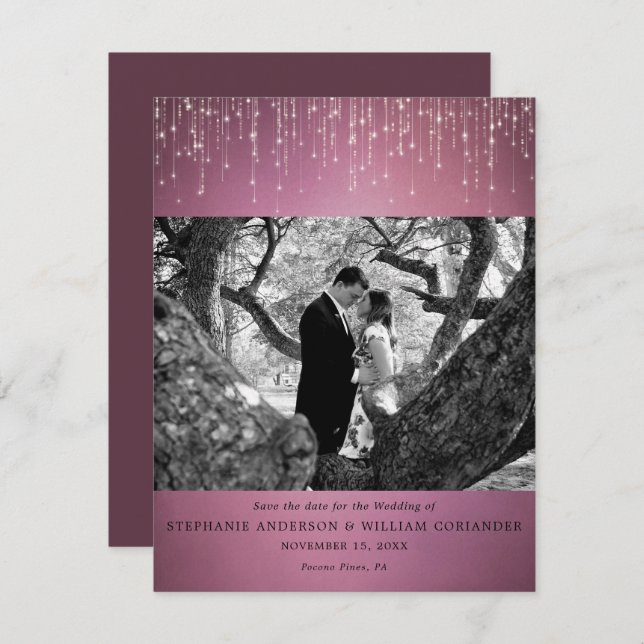 Foto på mousserande Ljus-tranberry Spara datum Inbjudningar (Fram/baksida)