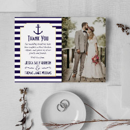 Foto på Nautisk marin och vit Rand Anchor Bröllop