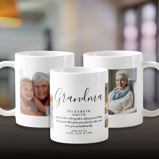 Foto på offert för Grandma Elegant Kaffemugg (Grandma Elegant Script Quote Photo Coffee Mug)