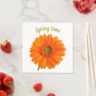 Foto på orange av vårblomma med text pappersservett