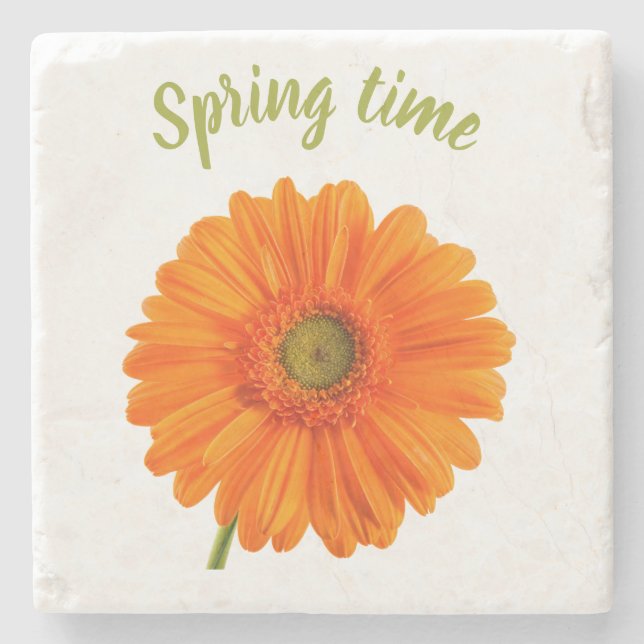Foto på orange av vårblomma med text stenunderlägg (Framsidan)