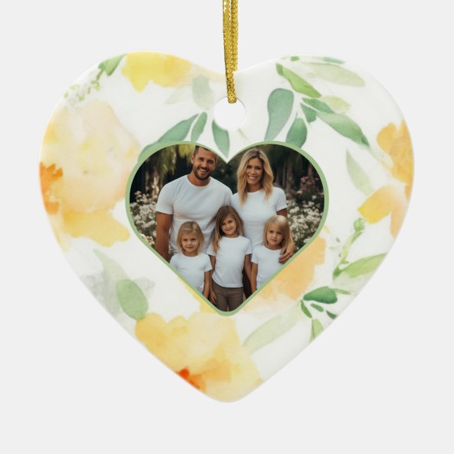 Foto på orangen för vattenfärgsfamilj för elegant  julgransprydnad keramik (Framsidan)