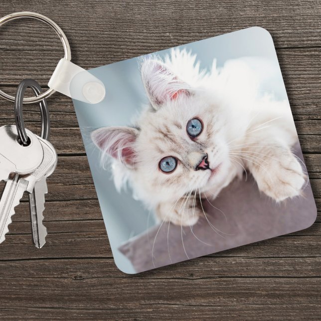 Foto på övertäckt personlig nyckelring (Personalized Cat Lover Pet Photo keychain )