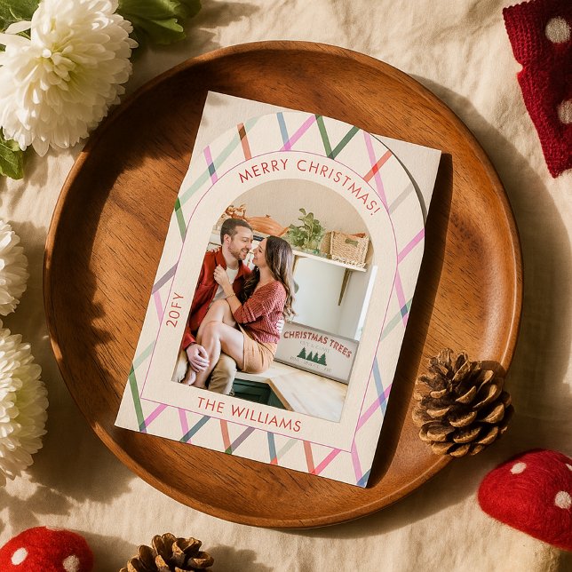 Foto på Pastel Checkated Mönster God jul Inbjudningar (Skapare uppladdad)