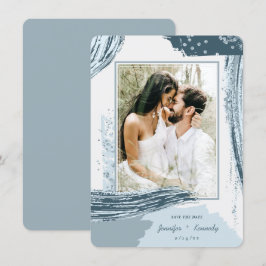 Foto på penseldrag för chic Dusty Blue Abstrakt Pa Spara Datumet