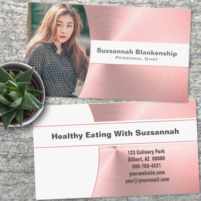 Foto på Personal Chef Brushed Rosa Metall Anpassni Visitkort (Skapare uppladdad)