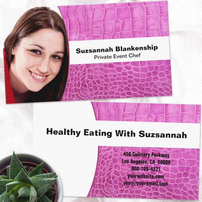 Foto på Personal Chef Rosa Leather Anpassningsbar  Visitkort (Skapare uppladdad)