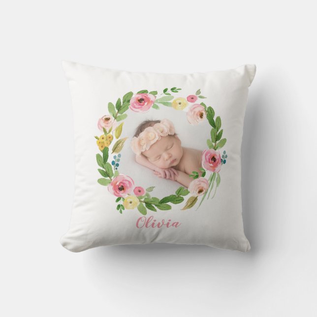 Foto på personlig för  rosa av vattenfärgsutandnin kudde (Framsida)