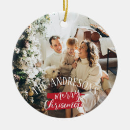 Foto på personlig och namn-julmas julgransprydnad keramik