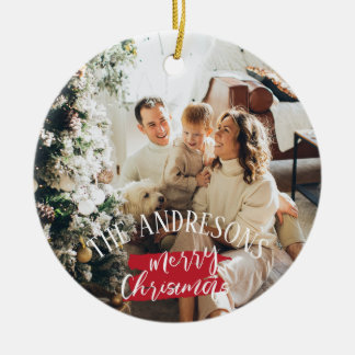 Foto på personlig och namn-julmas julgransprydnad keramik
