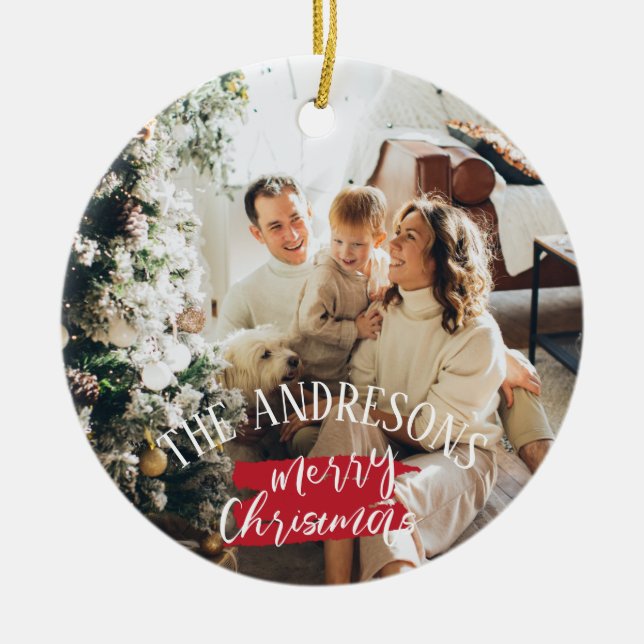Foto på personlig och namn-julmas julgransprydnad keramik (Framsidan)