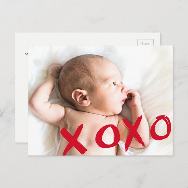 Foto på Personlig XOXO Valentines Baby Meddelande Vykort (Fram/baksida)