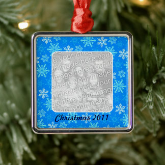 Foto på Personligen Blue Snöflingor Mönster Julgransprydnad Metall