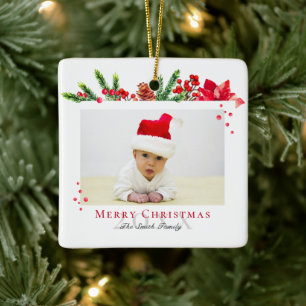 Foto på Personligen Ram, vacker jul Julgransprydnad Keramik