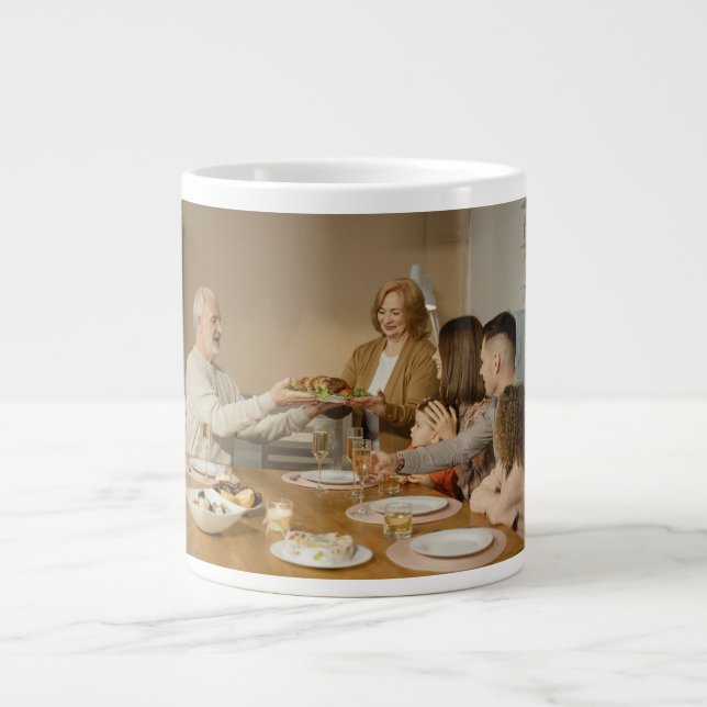 Foto på personligens Thanksgiving-familj Jumbo Mugg (Framsidan)