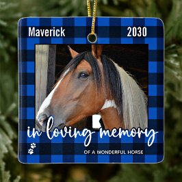 Foto på Pet Horse Memorial Blue Play Loving Memory Julgransprydnad Keramik
