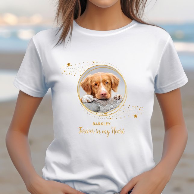 Foto på Pet Memorial Elegant Chic Guld Stars Hund T Shirt (Skapare uppladdad)