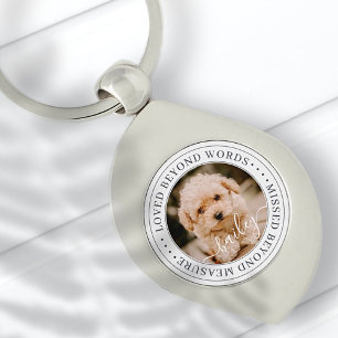 Foto på Pet Memorial Loved bortom Ord Elegant Chic Swirl Silverfärgad Nyckelring