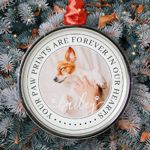 Foto på Pet Memorial Tass avtryck Hearts Elegant C Julgransprydnad Metall