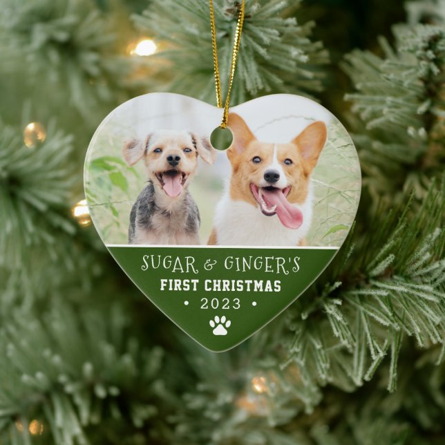 Foto på Pets första julpaw Skriv ut Grönt Julgransprydnad Keramik (Träd)