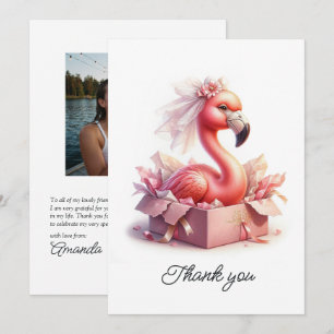 Foto på Pink Flamingo Bride Lake Möhippa Tack Kort