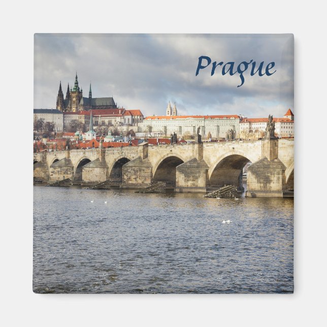 Foto på Prag Castle och Charles Bridge souvenir Magnet (Framsidan)