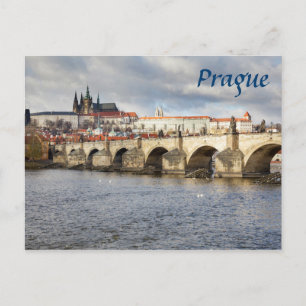 Foto på Prag Castle och Charles Bridge souvenir Vykort