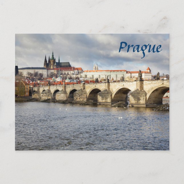 Foto på Prag Castle och Charles Bridge souvenir Vykort (Framsida)
