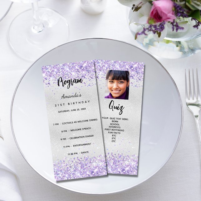 Foto på Progam Quiz silver violet Reklamkort (Skapare uppladdad)