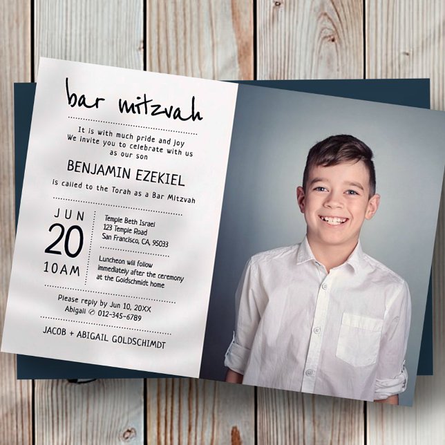 Foto på pub Mitzvah Modern + minimal Anpassningsba Inbjudningar (Skapare uppladdad)