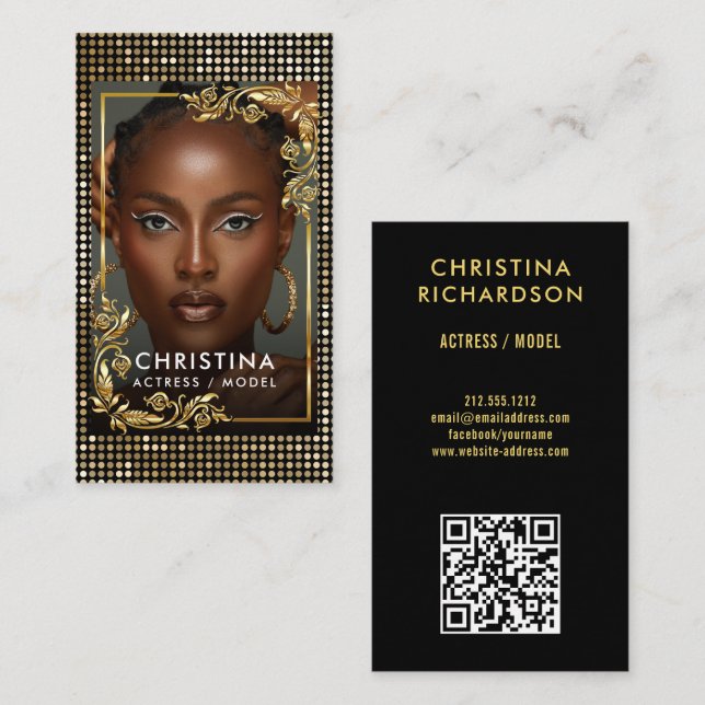 Foto på QR-kodmodellerdancer-skådespelare Visitkort (Fram/baksida)