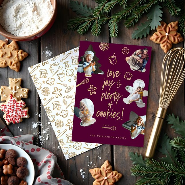 Foto på Ram i familjen Cookie Cutter Julkort (Christmas Baking Cookie Cutter Family Photo Frame Holiday Card)