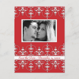 Foto på Red and White Bröllop Victorian spara date Meddelande Vykort