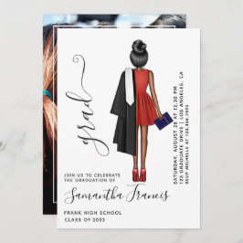 Foto på Red, Black and White Girl Studentfest Inbjudningar