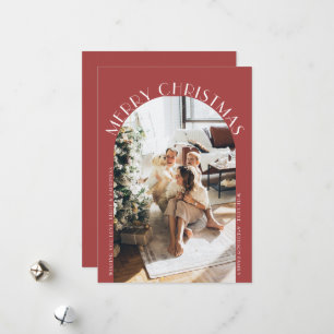 Foto på Red Elegant Arch Curve God jul Julkort