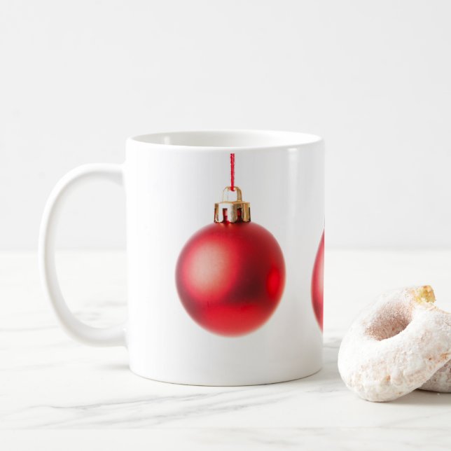 Foto på Red jul Bollar dekoration Kaffemugg (Med munk)