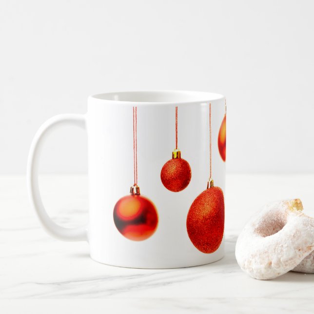 Foto på Red jul Bollar dekoration Kaffemugg (Med munk)