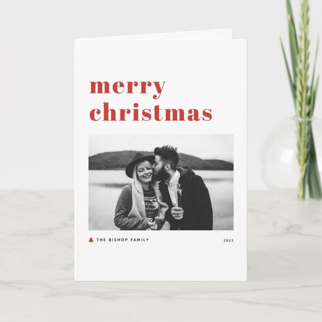 Foto på Red Retro Fold Typography God jul Helgkort (Framsida)
