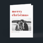 Foto på Red Retro Fold Typography God jul Helgkort<br><div class="desc">God Jul! Skicka ditt helgdag till familj och vänner med anpassadet ett modernt julkort. Den har återformig typografi med Julgran-accent. Anpassa det här fotokortet genom att lägga till egna helgdag. Det här återjulkortet finns i andra färg.</div>