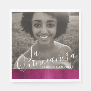 Foto på Red rosa modern art La Quinceañera Pappersservett