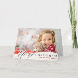 Foto på Red & White Snowflake God jul Anpassningsb Kort