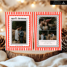 Foto på Retro God jul Frimärke Sripes-familjen