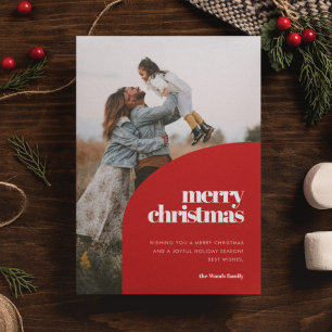 Foto på Retro Red Arch Design God jul Julkort